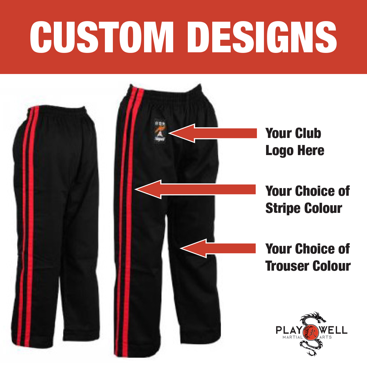 Custom Made Martial Arts Club Trousers - Click Image to Close